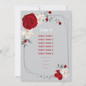 Invitation tableau de fleurs rouges et blanches numéro de tab (Devant)
