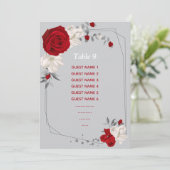 Invitation tableau de fleurs rouges et blanches numéro de tab (Debout devant)