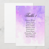 Invitation Tableau de mariage à l'aquarelle. Rose et violet (Devant / Derrière)