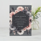 Invitation Tableau de mariage au blush de charbon (Debout devant)