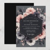 Invitation Tableau de mariage au blush de charbon (Devant / Derrière)