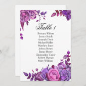 Invitation Tableau de mariage avec des roses violettes. Plan (Devant / Derrière)