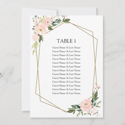 Invitation Tableau de Mariage Fleurs Rouges pour Placement de (Devant)