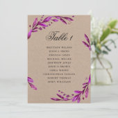 Invitation Tableau de mariage rustique violet. Campagne lilas (Debout devant)