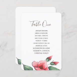 Invitation Tableau de mariage vert floral rouge rose.
