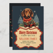 Invitation Tableau de Noël Dachshund (Devant / Derrière)