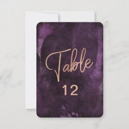 Invitation Tableau de numérotation de table en or rose violet (Devant)