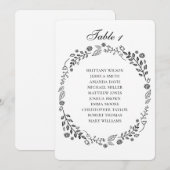 Invitation Tableau de placement de mariage aux fleurs noires (Devant / Derrière)