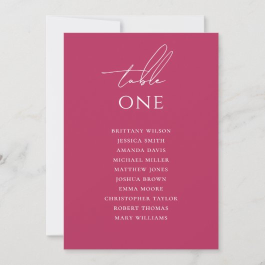 Invitation Tableau de placement de mariage couleur rose framb (Devant)
