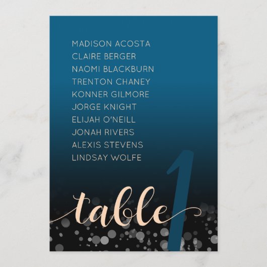 Invitation Tableau de placement de mariage élégant bleu océan (Devant)