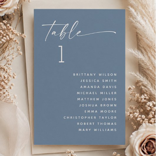 Invitation Tableau de placement de mariage élégant bleu pouss