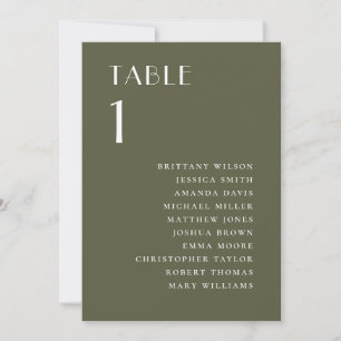 Invitation Tableau de placement de mariage extérieur vert oli