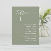 Invitation Tableau de placement de mariage minimaliste vert s (Debout devant)