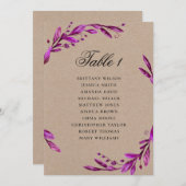 Invitation Tableau de placement de mariage rustique violet. C (Devant / Derrière)