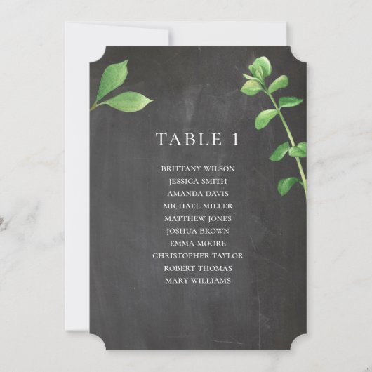 Invitation Tableau de placement de mariage sur tableau noir.  (Devant)