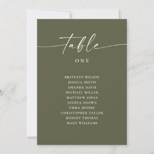 Invitation Tableau de placement de mariage vert olive moderne