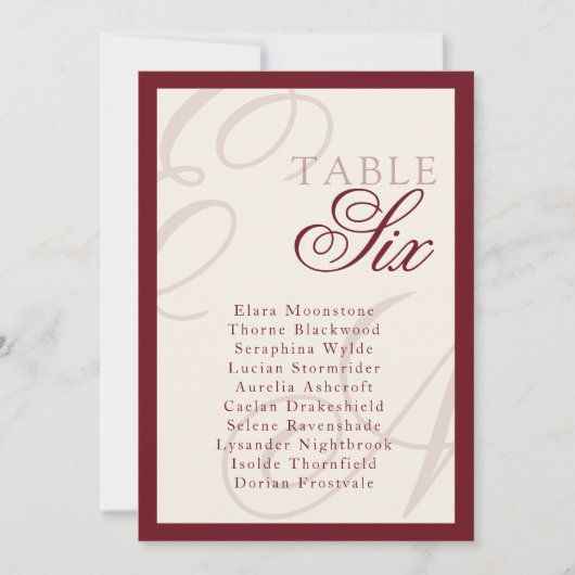 Invitation Tableau de placement de table élégant monogramme r (Devant)