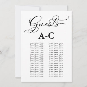 Invitation Tableau de placement des invités de mariage alphab