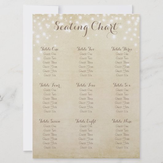 Invitation Tableau de placement des sièges Parchment Sparkle (Dos)