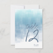 Invitation Tableau de réflexions à l'aquarelle Numéro Bleu ID (Devant)