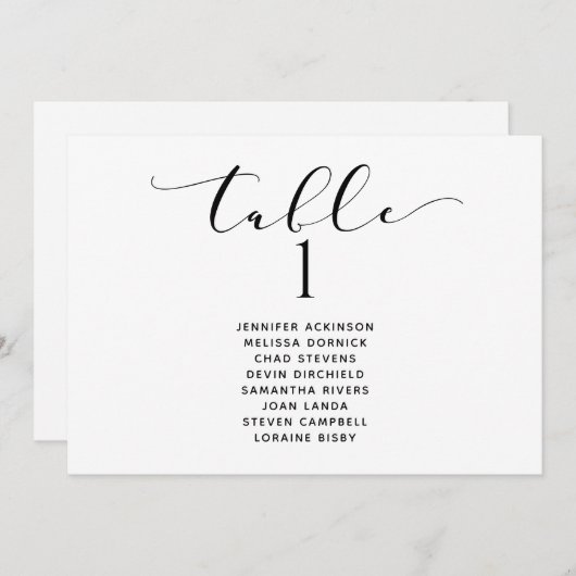 Invitation Tableau de siège mariage Horizontal élégant (Devant / Derrière)