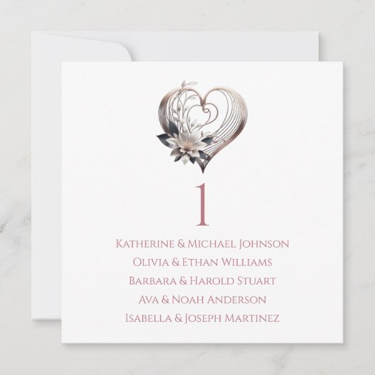 Invitation Tableau de siège Mariage rose moderne - (Devant)