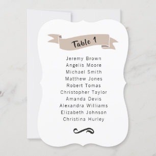 Invitation Tableau de sièges mariage beige simple.