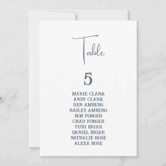 Invitation Tableau de sièges Mariage bleu (Devant)