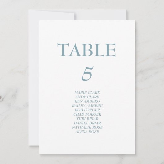 Invitation Tableau de sièges Mariage bleu (Devant)
