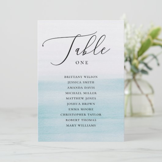 Invitation Tableau de sièges Mariage bleu marine. Océan éléga (Debout devant)