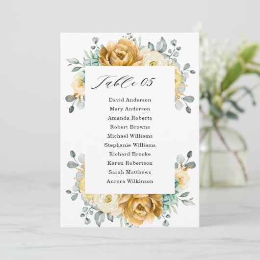 Invitation Tableau de sièges Mariage de l'aile jaune de mouta (Debout devant)