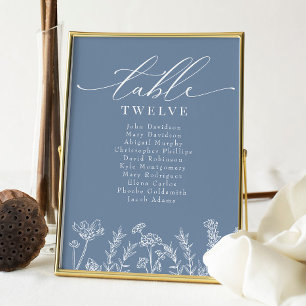 Invitation Tableau de sièges Mariage fleur sauvage Périwinkle