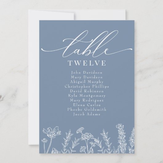 Invitation Tableau de sièges Mariage fleur sauvage Périwinkle (Devant)