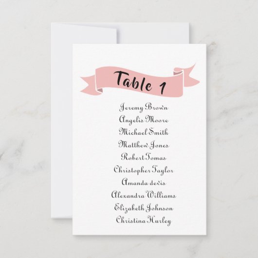 Invitation Tableau de sièges mariage rose. (Devant)