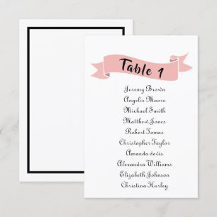 Invitation Tableau de sièges mariage rose.