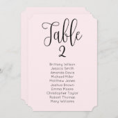 Invitation Tableau de sièges mariage rose. Calligraphie moder (Devant / Derrière)