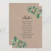 Invitation Tableau de sièges mariage rustique. Aquarelle bota (Devant / Derrière)