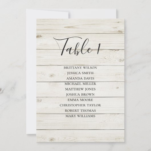 Invitation Tableau de sièges mariage rustique. Grange en bois (Devant)