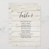 Invitation Tableau de sièges mariage rustique. Grange en bois (Devant / Derrière)