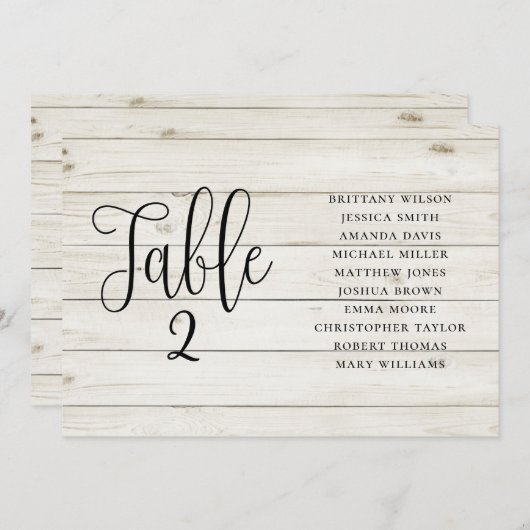 Invitation Tableau de sièges mariage rustique. Grange paysagè (Devant / Derrière)