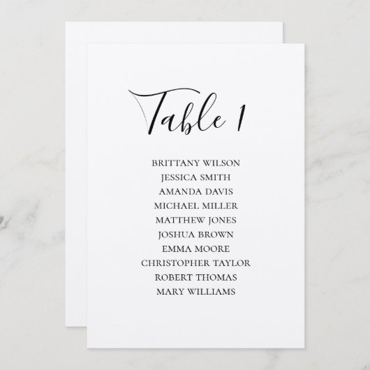 Invitation Tableau de sièges mariage rustique. Pays moderne (Devant / Derrière)