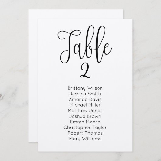 Invitation Tableau de sièges mariage rustique. Plan de table  (Devant / Derrière)