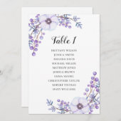 Invitation Tableau de sièges mariage violet. Plan de tableau  (Devant / Derrière)