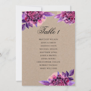 Invitation Tableau de sièges mariage violet. Plan d'embarcati