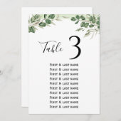 Invitation Tableau de sièges Mariages minimaux de verdure (Devant / Derrière)