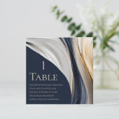 Invitation Tableau de sièges mariages - Moderne Bleu Blanc Or (Debout devant)