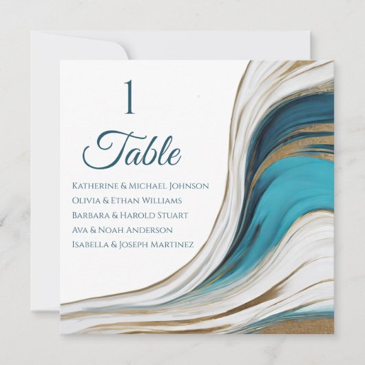 Invitation Tableau de sièges mariages - Moderne Bleu et Or- (Devant)