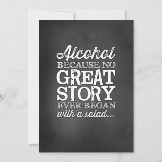 Invitation Tableau de table 5x7 Chalkboard Alcool Parce que (Devant)