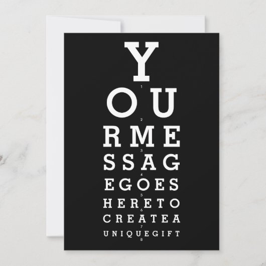 Invitation Tableau de test de vue amusant avec message person (Devant)