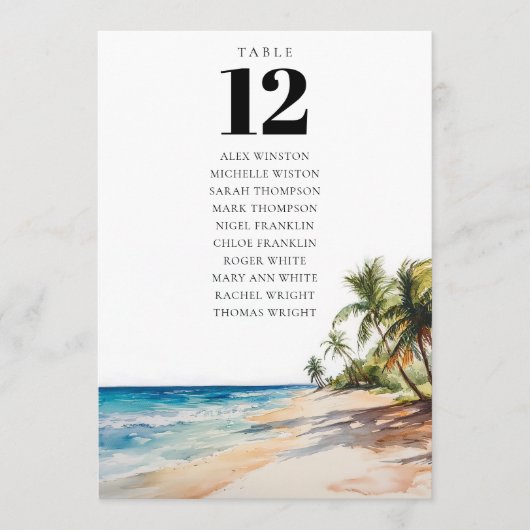 Invitation Tableau des nombres de places de la plage tropical (Devant)